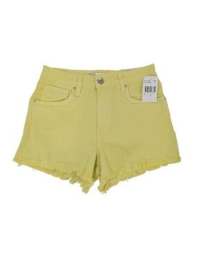 KUT From The Kloth Jane High Rise Shorts Size 0 NWT Yellow Frayed Raw Hem